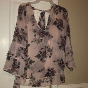 Pink floral blouse